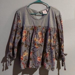 floral blue blouse